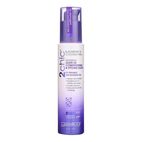 Giovanni, Conditioner 2Chic Repairing Leave In Conditioning And Styling Elixir Blackberry And Coconut 4 Oz