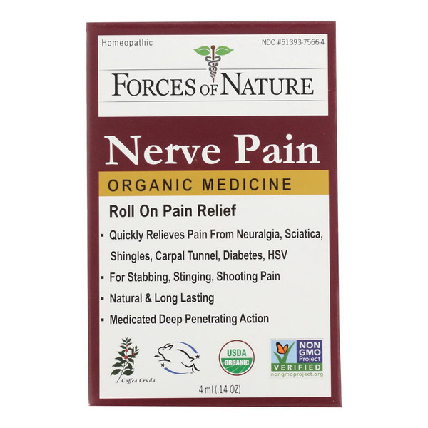 Forces Of Nature, Organic Nerve Pain Roll On Pain Relief, 1 Each, 4 Ml