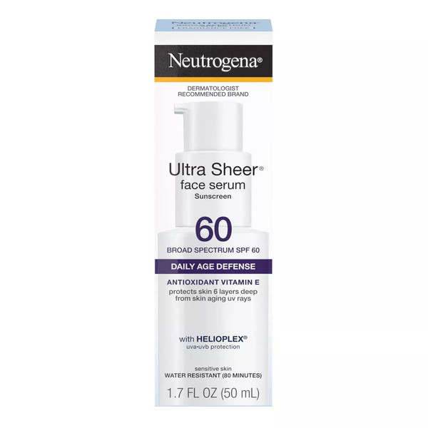 Neutrogena Ultra Sheer Moisturizing Face Serum With Vitamin E & Spf 60, 1.7 Fl Oz