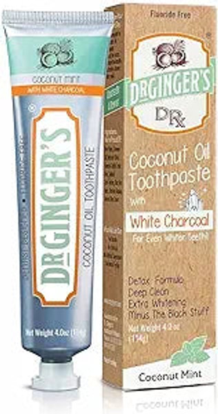 Dr. Ginger`S, White Charcoal Coconut Oil Toothpaste Tube, 1 Each, 4 Oz