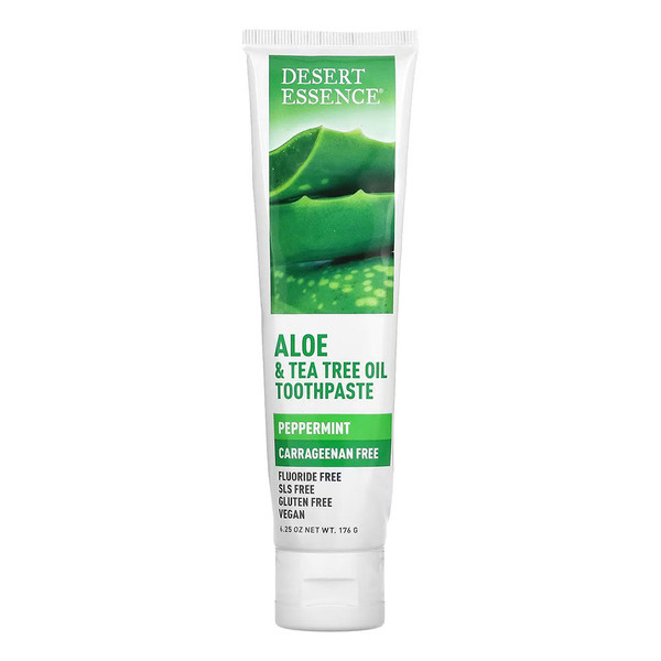 Desert Essence, Aloe & Tea Tree Oil Toothpaste Carrageenan Free, 1 Each, 6.25 Oz