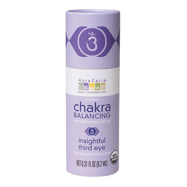 Aura Cacia, Organic Chakra Balancing Aromatherapy Roll-On Insightful Third Eye, 1 Each, 0.31 Oz