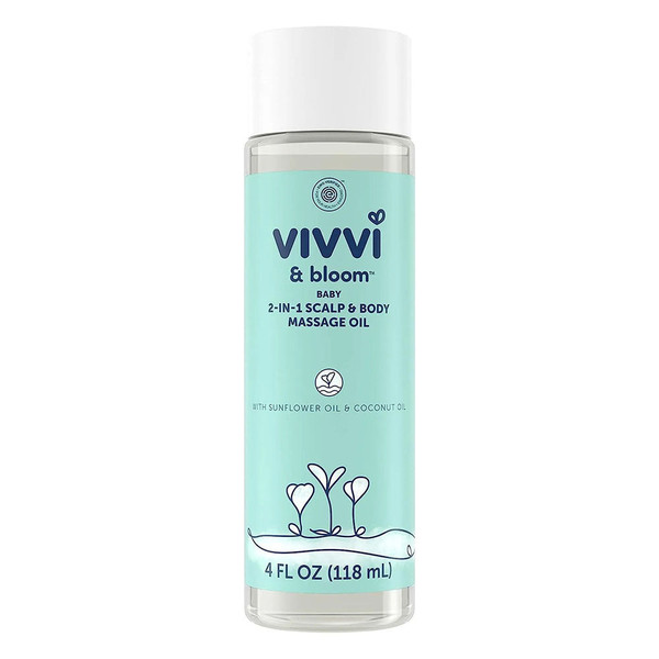 Vivvi & Bloom Gentle 2-In-1 Baby Scalp & Body Massage Oil, For Massage To Remove Dry Flakes On Scalp, 4 Fl. Oz