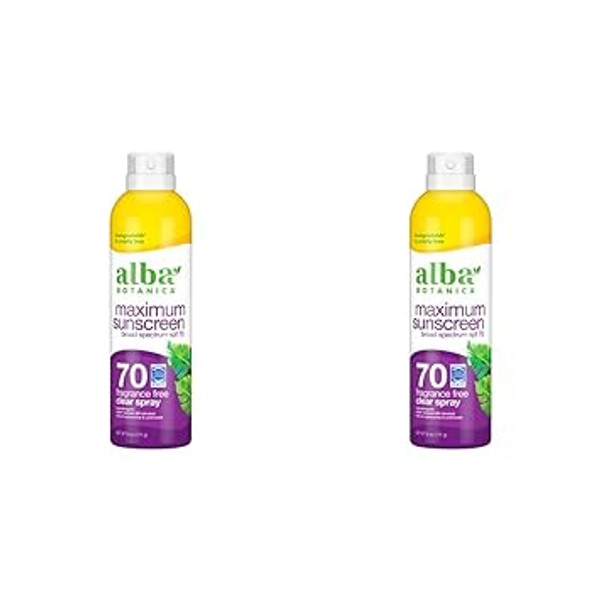 Alba Botanica Maximum Sunscreen Spray, Spf 70, Fragrance Free, 6 Oz
