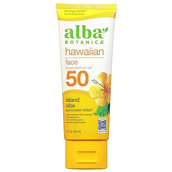 Alba Botanica Facial Sunscreen Lotion, Spf 50, Fragrance Free, 3 Oz
