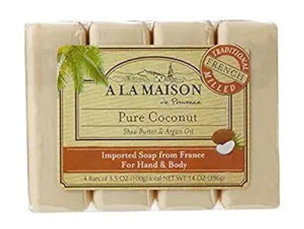 A La Maison, Bar Soap Pure Coconut 4 Pack, 1 Each, 14 Oz