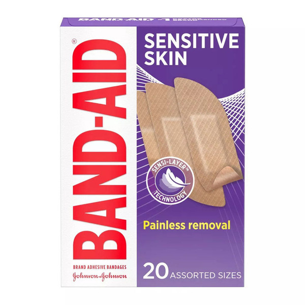 Band-Aid Brand Adhesive Bandages For Sensitive Skin, 20 Ct