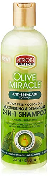 African Pride Olive Miracle 2-In-1 Shampoo And Conditioner, 12 Ounce