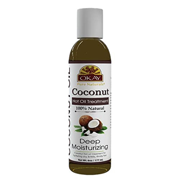 Okay   Coconut Hot Oil Treatment   For All Hair Types & Textures   Deeply Penetrating   100% Natural   Free Of Paraben, Silicone   6 Oz