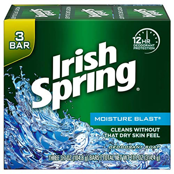 Irish Spring Deodorant Soap, Moisture Blast, 3.7 Ounce