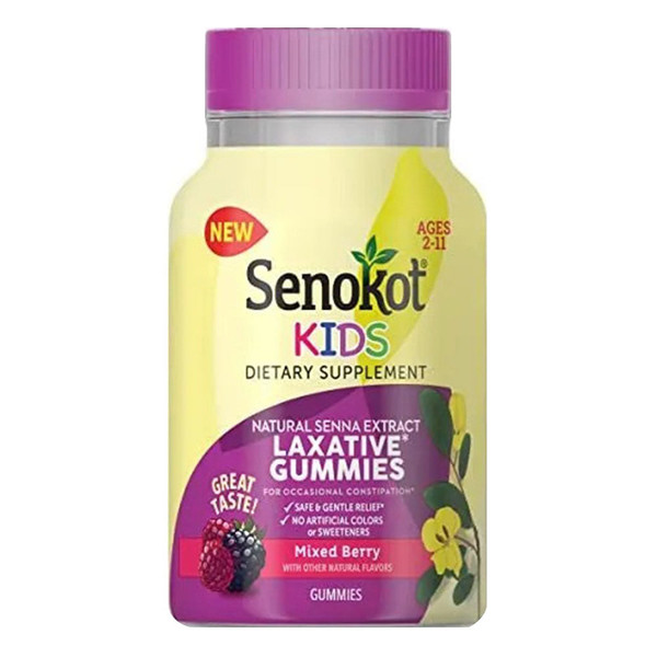 Senokot Kids Mixed Berry Laxative Gummies For Age 2+, Senna Extract For Gentle, Overnight Relief From Occasional Constipation, 40 Ct