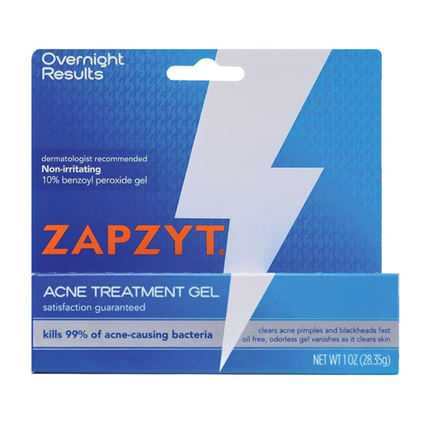 Zapzyt Maximum Strength 10% Benzoyl Peroxide Acne Treatment Gel 1 Oz.