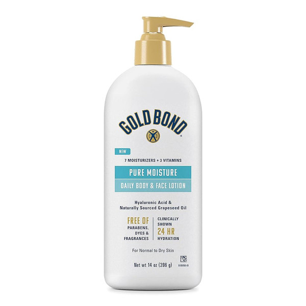 Gold Bond Pure Moisture Lotion, 14 Oz., Ultra-Lightweight Daily Body And Face Lotion