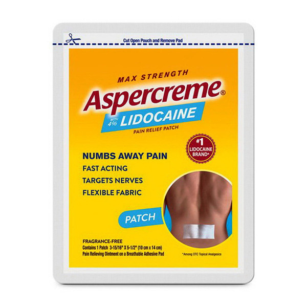 Aspercreme Max Strength Lidocaine Pain Relief Patch For Back Pain, Odor Free Patch, 1 Count