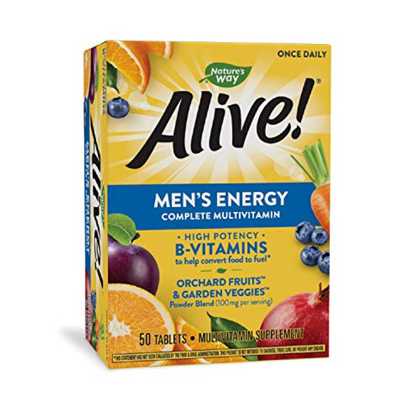 Nature'S Way Natures Alive Mens Energy Complete Multivitamin High Potency Bvitamins Tablets, Natural, 50 Count