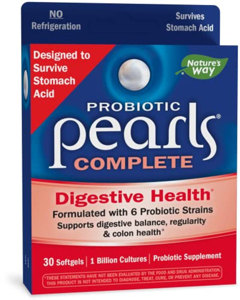 Nature'S Way Probiotic Pearls Complete, 1 Billion Live Cultures, 6 Strains, Supports Digestive Health*, Survives Stomach Acid, 30 Softgels