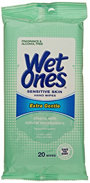 Wet Ones Sensitive Skin Hand Wipes, 20 Count