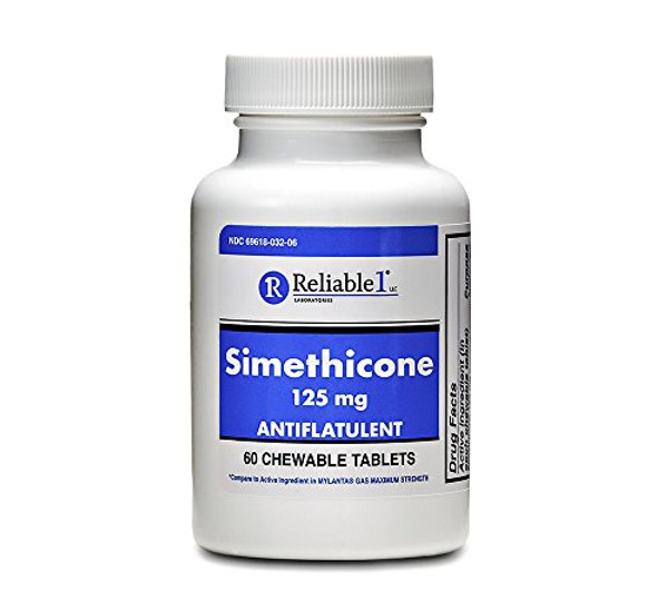 Reliable 1 Laboratories Simethicone 125 Mg Antiflatulent Chewable Tablets 60 Count