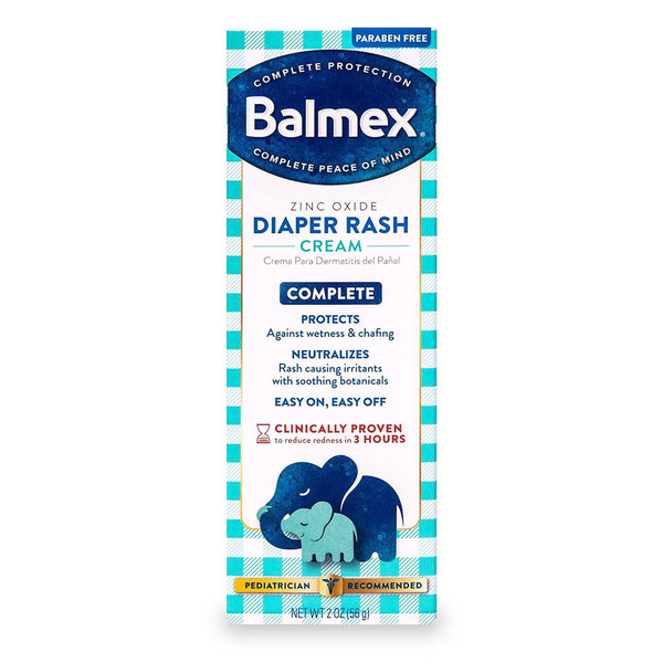 Balmex Complete Protection Baby Diaper Rash Cream With Zinc Oxide + Soothing Botanicals, 2 Ounce