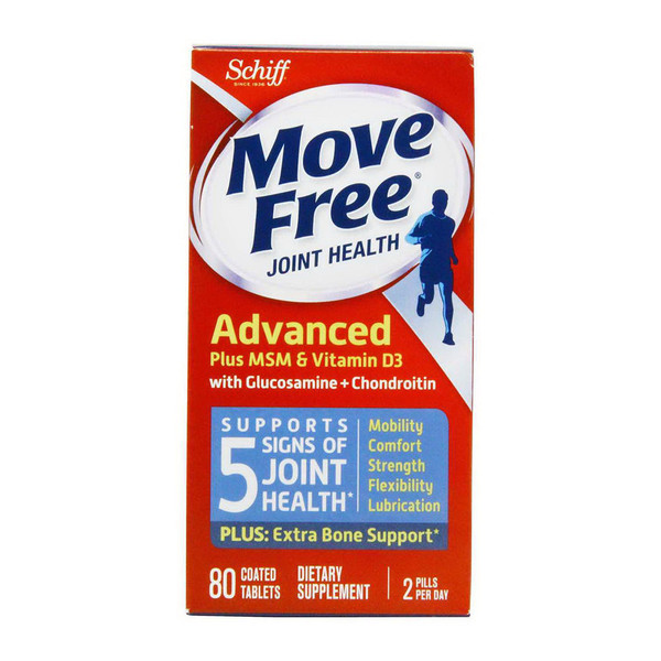 Schiff Move Free Advanced , Triple Strength Plus Msm & Vitamin D3, 80 Coated Tablets