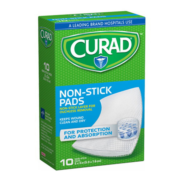 Curad Non-Stick Pads, 2 X 3 Inches, 10 Count