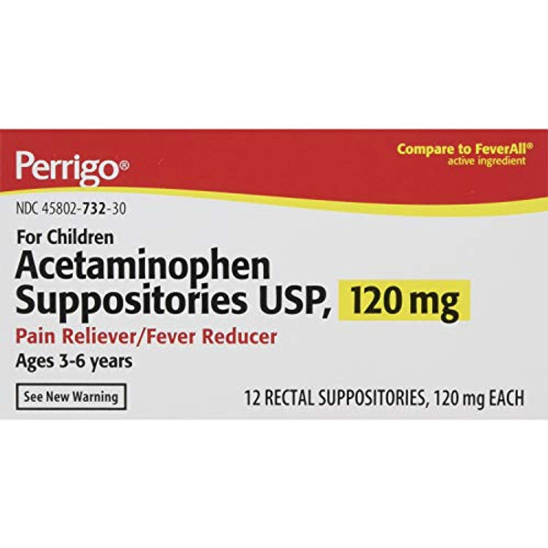 Acetaminophen Suppositories 120 Mg - 12 Ea
