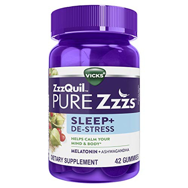 Vicks Zzzquil Pure Zzzs De-Stress Melatonin Sleep Gummies, 1Mg, 42 Ct