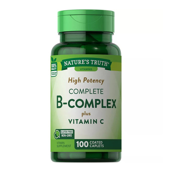 B Complex Vitamins Plus Vitamin C   100 Caplets    Vegetarian, Non-Gmo & Gluten Free   By Nature'S Truth