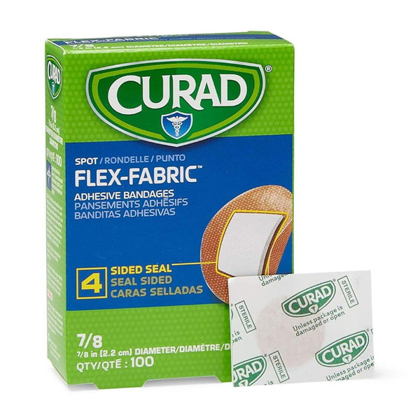 Curad Fabric Adhesive Bandages, 7/8, Spot, 100/Box