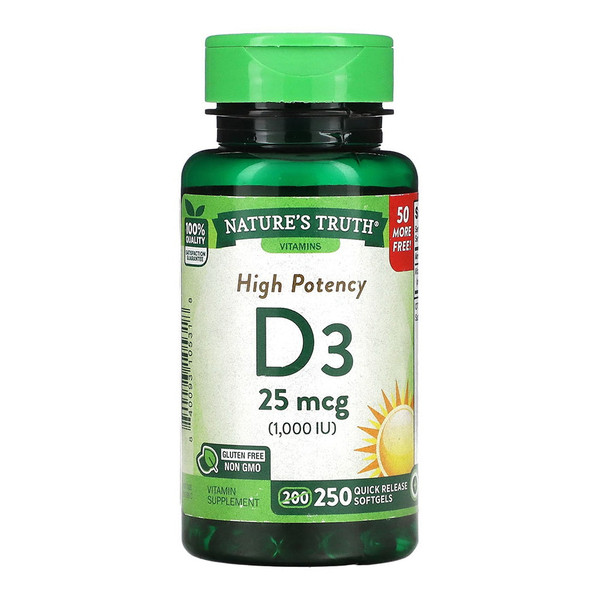 D3 1000 Iu 250 Softgels   Essential Vitamin D    Value Size   Non-Gmo, Gluten Free   By Nature'S Truth
