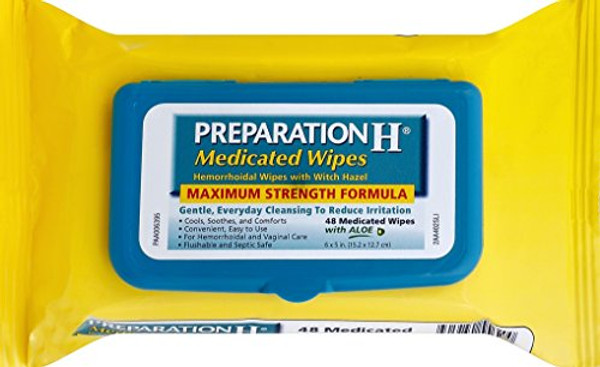 Preparation H Witch Hazel Flushable Medicated Wipes For Hemorrhoid Relief, 48 Count