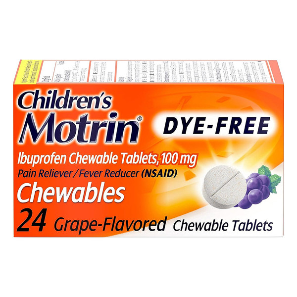 Children'S Motrin Dye-Free Ibuprofen Chewable Tablets, Grape, 24 Ct