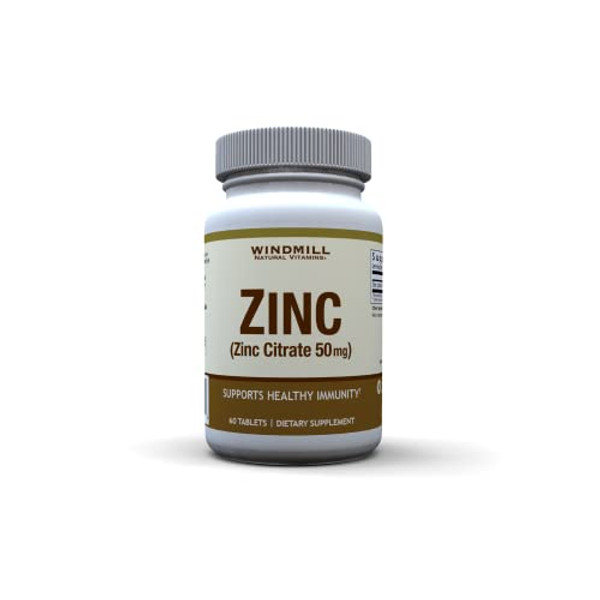 Windmill Health Products Windmill Zinc Citrate 50 Mg, Immune Support, Dietary Supplement, 60 Count, 60 Count