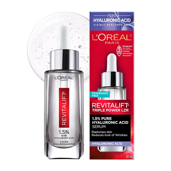 L'Oreal Paris Revitalift Derm Intensives Hyaluronic Acid Face Serum, 1 Fl Oz