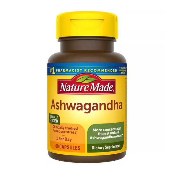 Nature Made Ashwagandha 125 Mg Capsules, Stress Support, Mood Support, Dietary Supplement, 60 Count