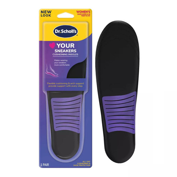 Dr. Scholl'Sâ® Love Your Sneakers Full Length Insoles, All-Day Comfort For Slip On & High Top Sneaker, Prevent Discomfort, Arch Support,  Size 6-10, 1 Pair