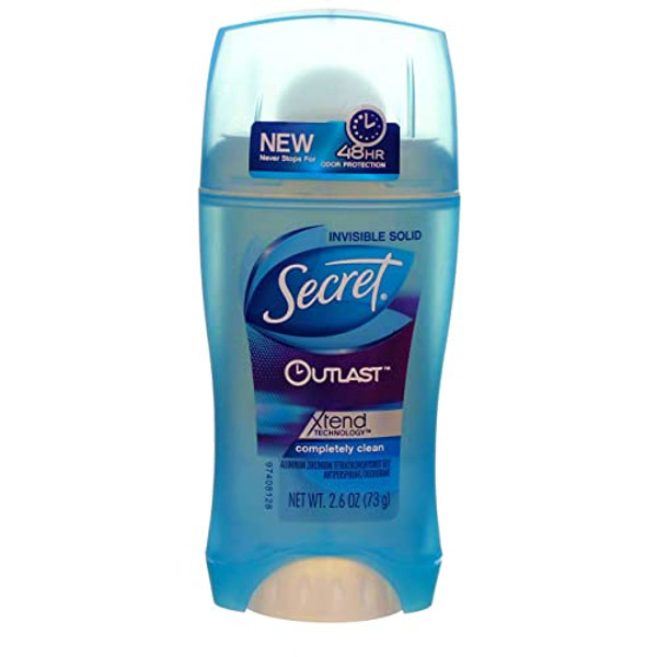 Secret Outlast Invisible Solid Antiperspirant Deodorant For Women, Completely Clean, 2.6 Oz