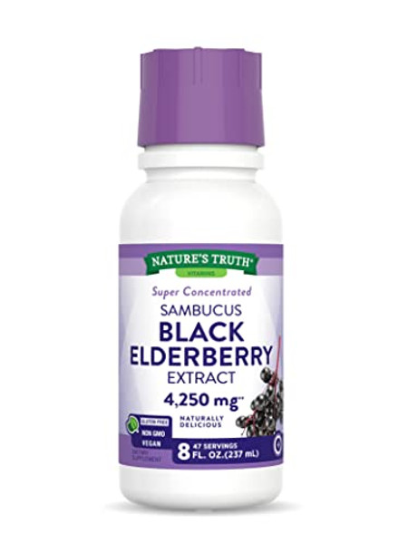 Nature'S Truth Black Elderberry Extract 4250Mg   8 Oz Syrup   Super Concentrated Sambucus Supplement   Vegan, Non-Gmo, Gluten Free