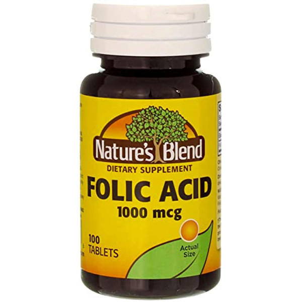 Nature'S Blend Folic Acid 1000 Mcg 100 Tablets