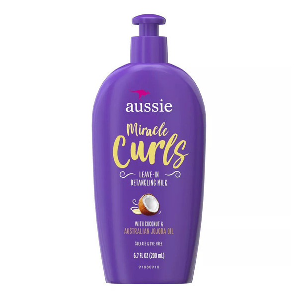 Aussie Miracle Curls Leave-In Detangling Milk, Paraben Free, 6.7 Oz