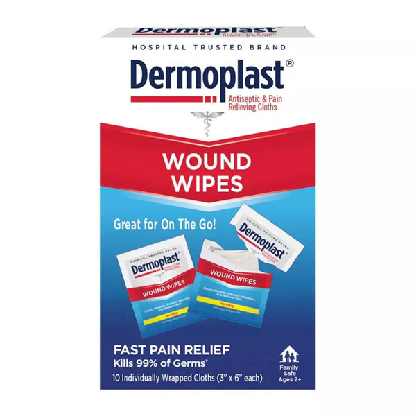 Dermoplast 3-In-1 Medicated First Aid Cloths, Analgesic & Antiseptic Wipes