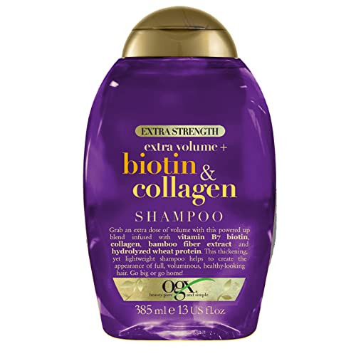Ogx Thick & Full + Biotin & Collagen Extra Strength Volumizing Daily Shampoo With Vitamin B7 & Hydrolyzed Wheat Protein, 13 Fl Oz