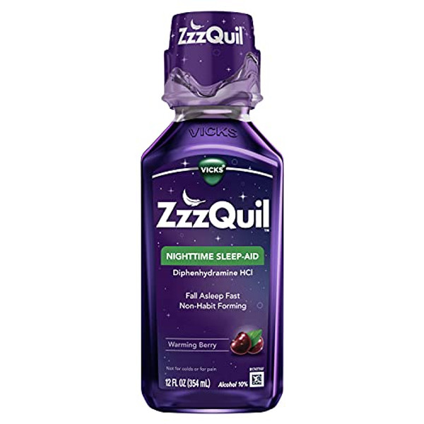 Zzzquil Nighttime Sleep-Aid Liquid Warming Berry Flavor 12 Fl Oz