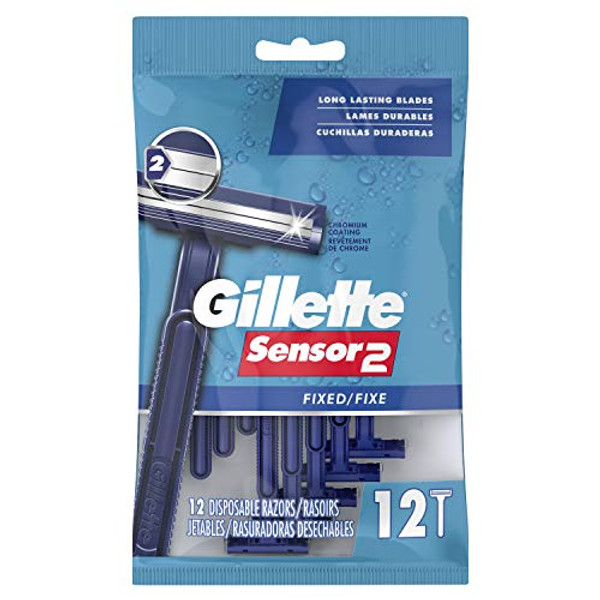 Gillette Sensor2 Fixed Head Disposable Razors, 12 Count