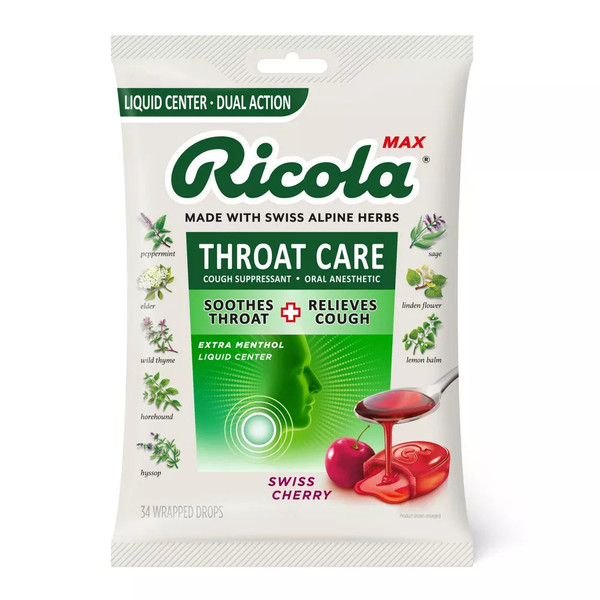 Ricola Max Throat Care Drops - Cherry - 34Ct