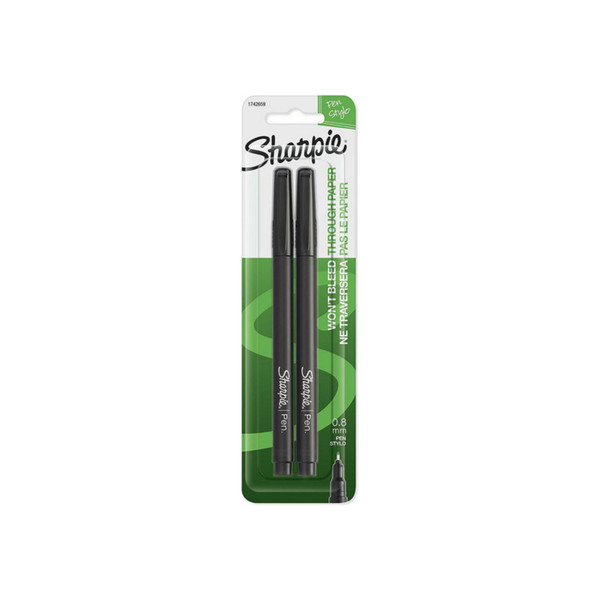 Sharpie Fine Point Pens, Black Ink 2 Ea