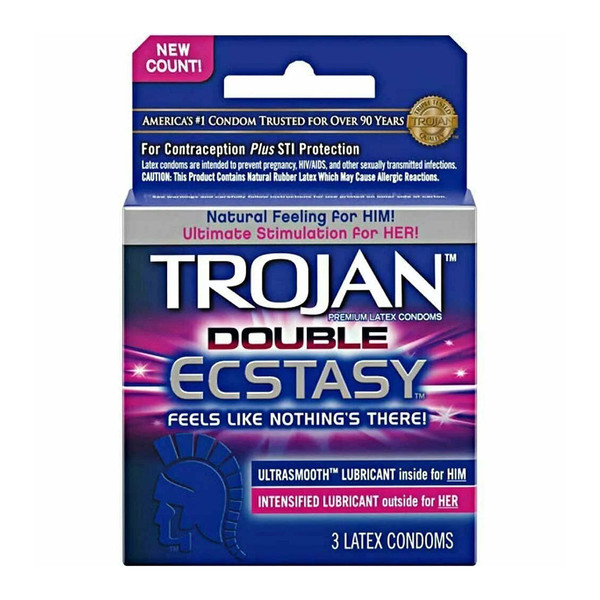 Trojan Double Ecstasy Condoms 3 Ea
