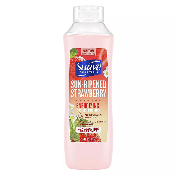 Suave Essentials Energizing Conditioner, Infused With Strawberry Extract And Vitamin E, Strawberry Hair Conditioner 22.5 Oz