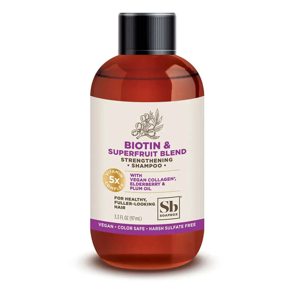 Soapbox Biotin & Superfruit Blend Strengthening Shampoo, 3.3 Fl Oz