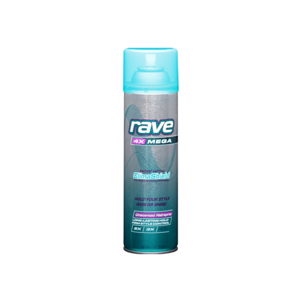 Rave 4X Mega Aerosol Hairspray, Unscented 11 Oz